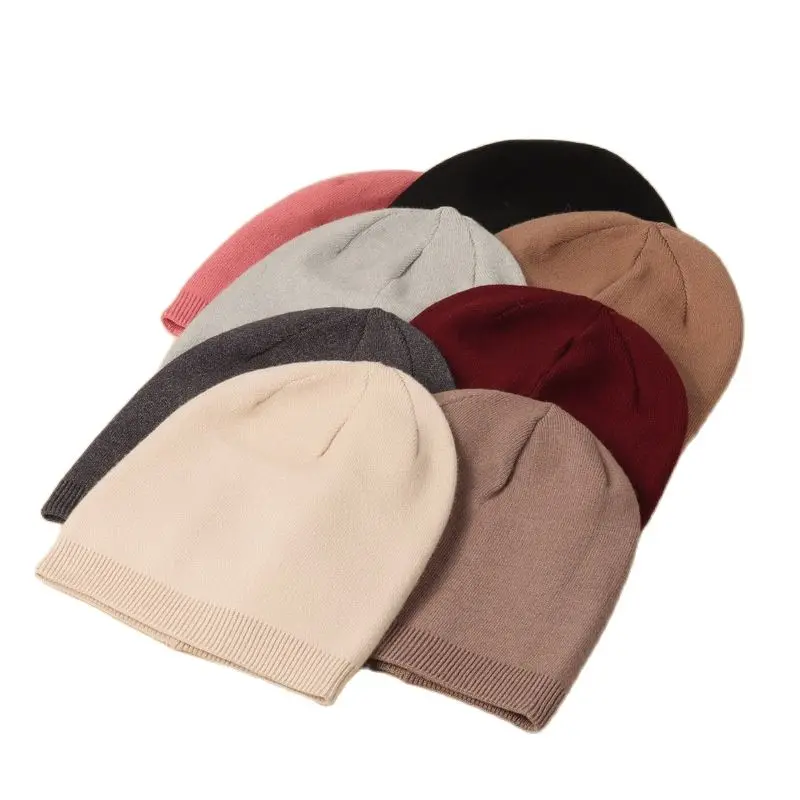 2023 New Women Slouch Beanies Skullies High Quality Female Solid Cashmere Wool Knit Beanie Hat Girl Winter Warm Bonnet Outdoor