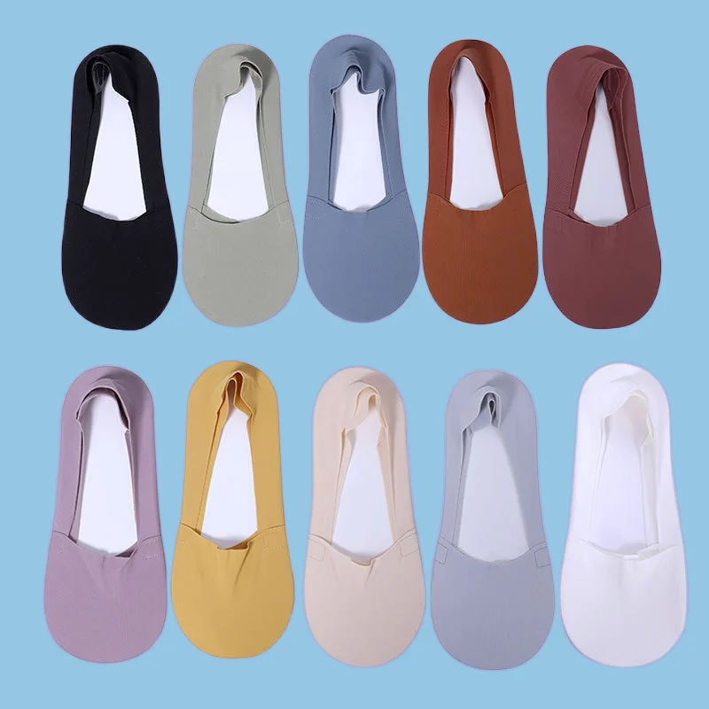 2/5 Pairs Women's Casual Boat Socks Summer Towel Bottom Sweat-Absorbing Nylon Ice Silk Breathable Invisible Socks Low-top Socks