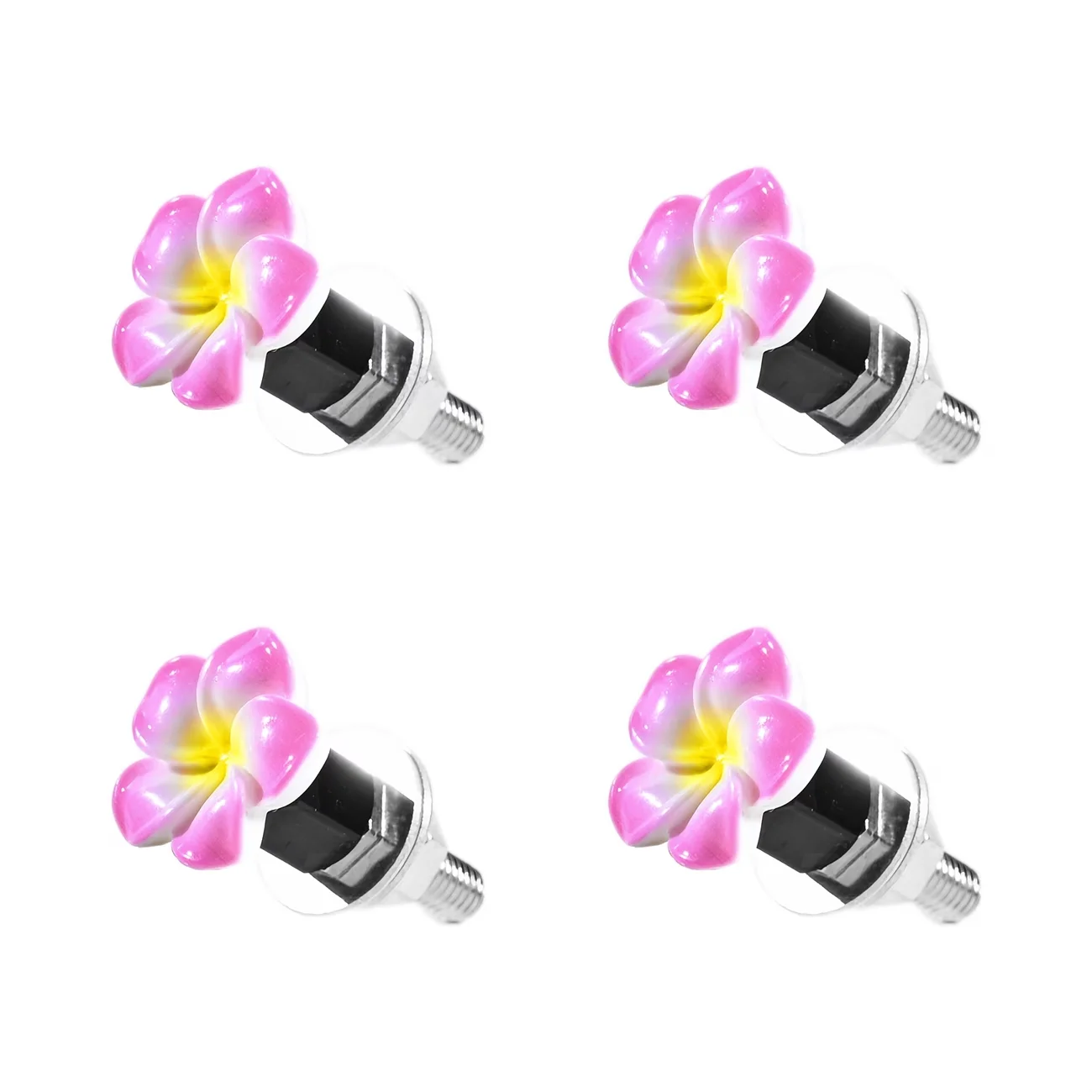 

Car Accessories - 4Pcs Plumeria License Plate Bolts Tropical Flower Design for Car SUV Truck Motorcycle Fun Vehicle Accessory