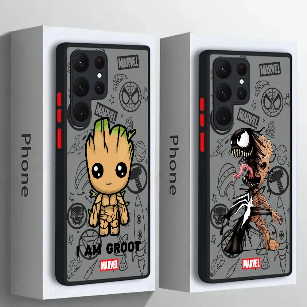 Чехол Baby Groot Marvel для Samsung S25 Ultra для Galaxy S25 S24 S23 S21 S20 FE Funda Note 10 Plus 20 S22 Ultra Matte Phone Cover