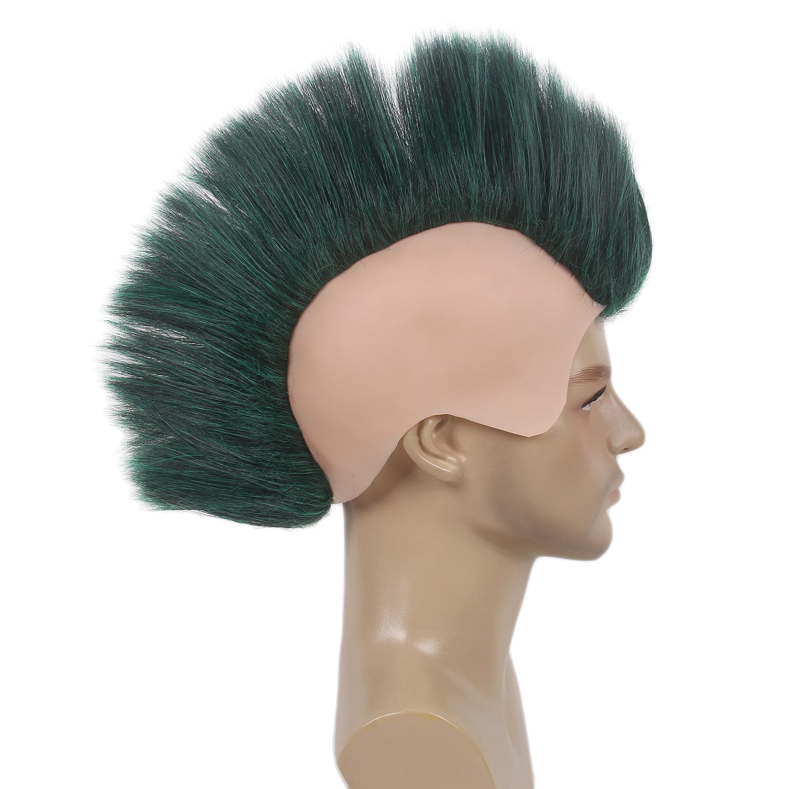 REEWES Mohawk Wig Bald Cap Adult Men’s Cosplay Odyssey Halloween Party Green Wigs Design Synthetic Fiber
