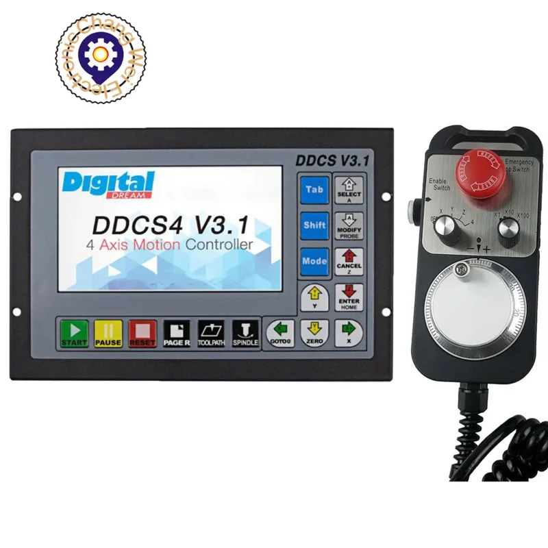 Pengontrol CNC DDCSV3.1 3/4 Kode G sumbu berdiri sendiri pengontrol untuk mesin penggilingan ukiran 4-Axis e-stop MPG Handwheel
