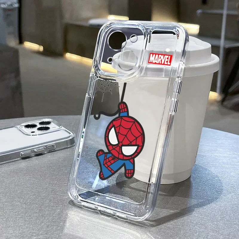 Marvel Spider Man Net Cool Funny Soft Phone Case For iPhone 16 15 14 13 12 11 Pro Max XR XS 7 8 Plus MINI Transparent Back Cover