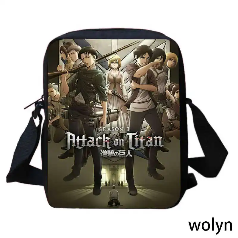 Attack On Anime Titan Shoulder Bags for School, Cartoon School Crossbody Bags, Kids Shopping Bags Satchel for Boys Girls