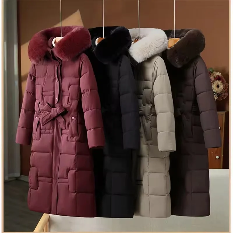 2025 New Winter Down Jacket Women Parkas Fashion High-Quality Warm Cotton Padded Coat Ladies Long Overcoat Hooded Overwear Tops