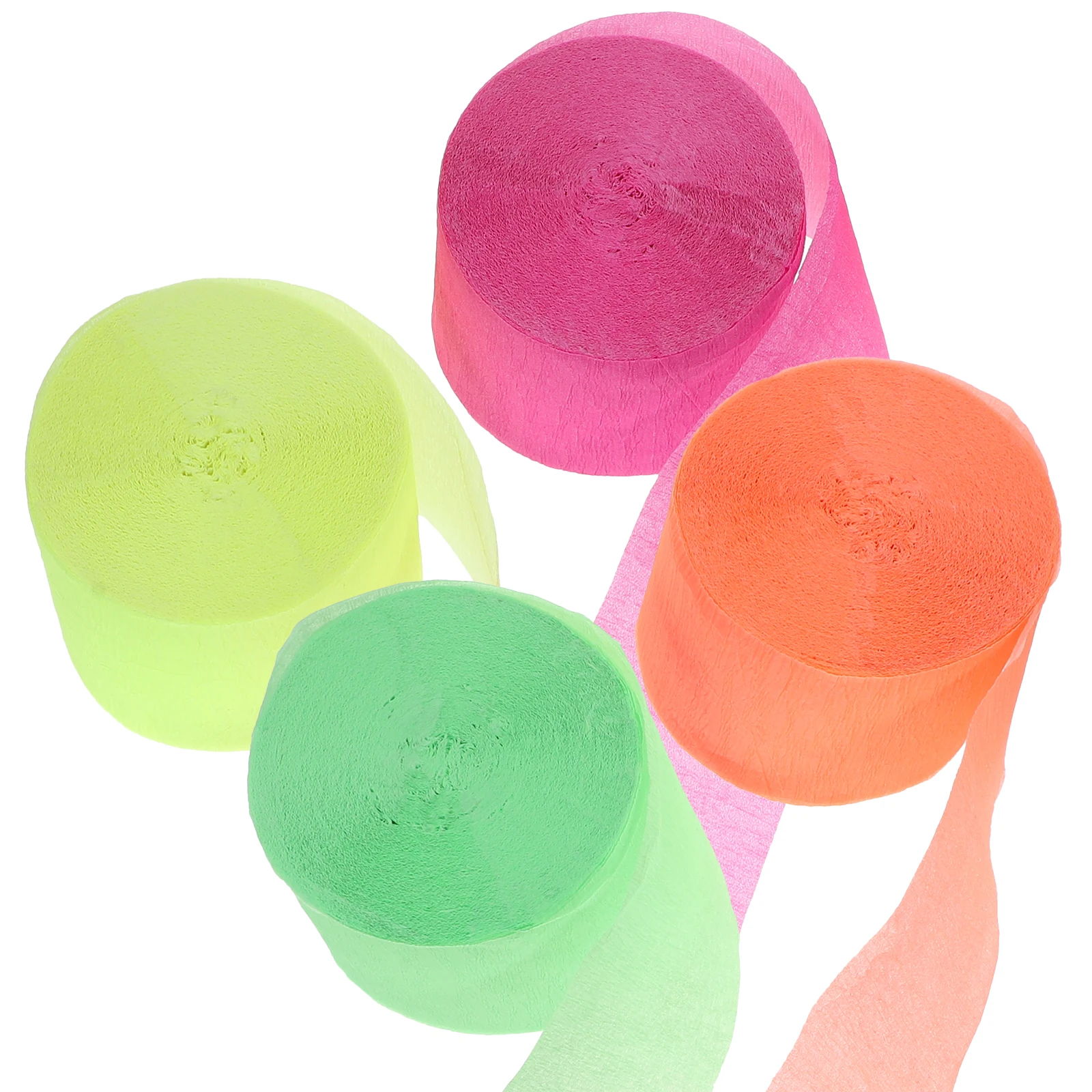 

4pcs Glow In The Dark Crepe Paper Streamers Fluorescent Birthday Halloween Party Decor Rainbow Streamers Festival Decoration