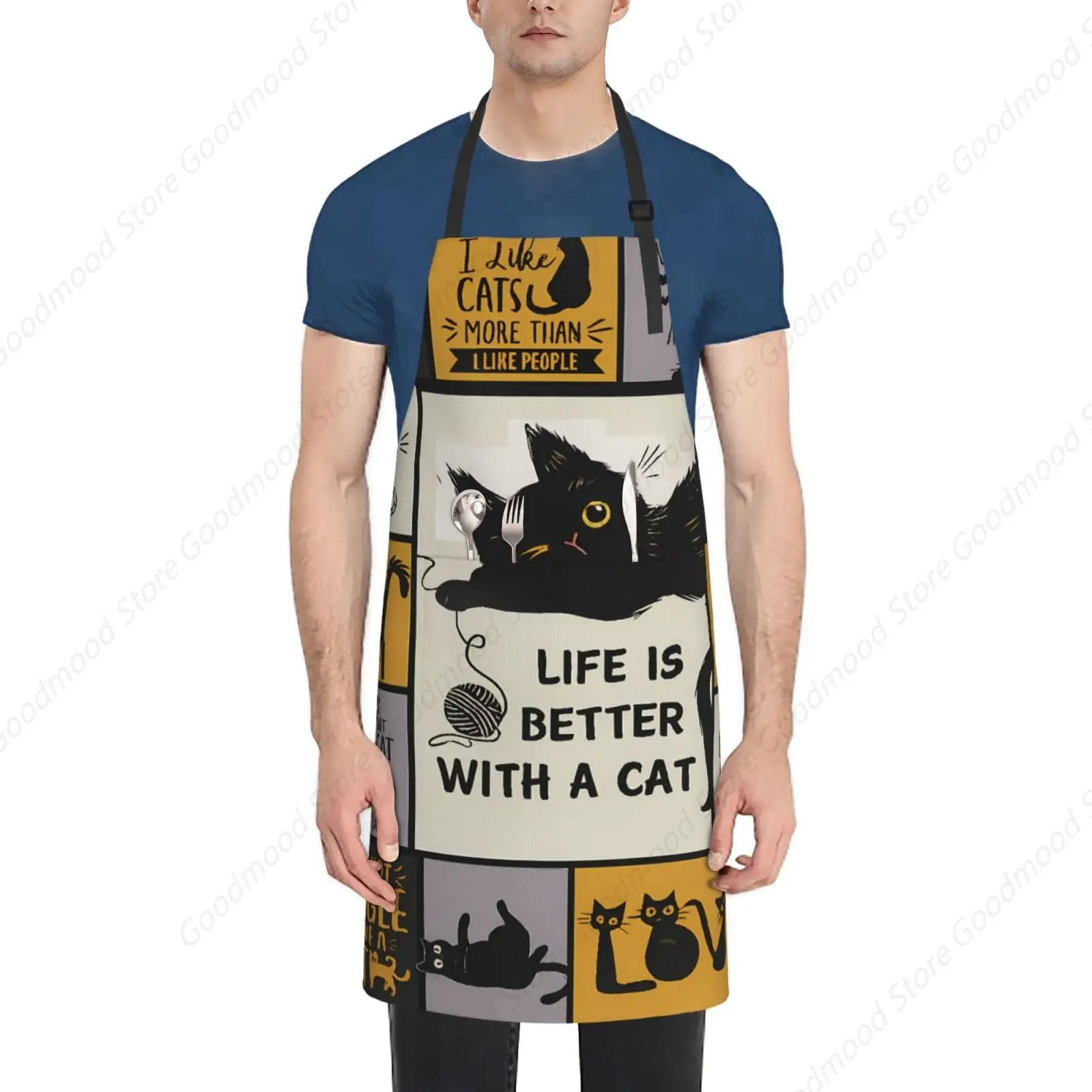 

Cats Quotes Waterproof Apron With 2 Pockets Kitchen Chef Aprons Bibs For Cooking Baking Painting Gardening Grooming
