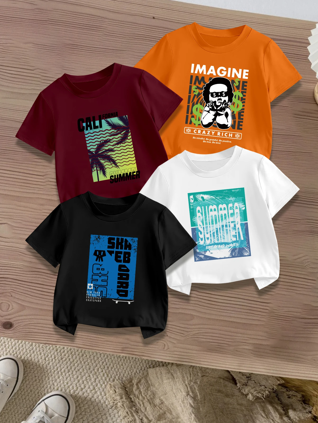 

4 предмета: летняя повседневная футболка для мальчиков с рисунком кокосовой пальмы и принтом афроамериканца.