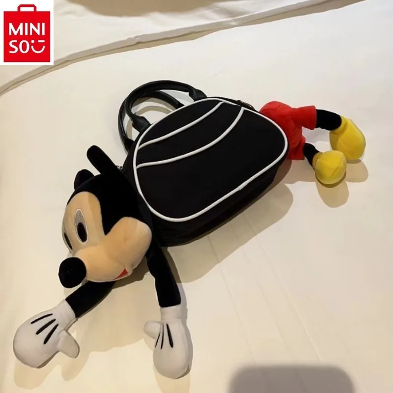 MINISO Disney Mickey Trendy Pillow Handbag Women's High Quality Oxford Cloth Multi functional Storage Doll Diagonal Straddle Bag