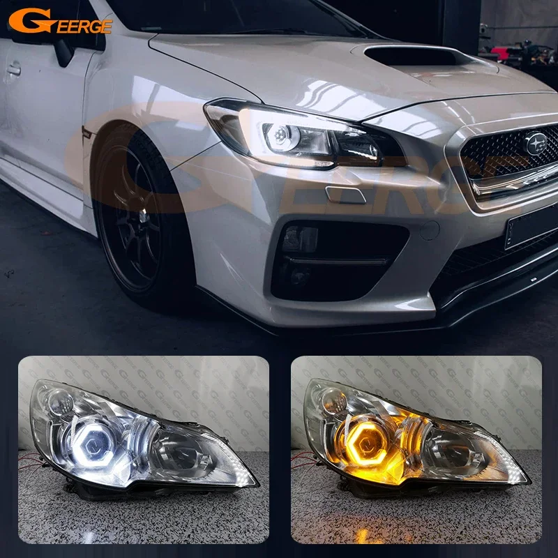 

For Subaru Legacy Outback Liberty B4 Ultra Bright Switchback DRL Turn Signal Cotton White Amber Hex LED Angel Eyes Halo Rings