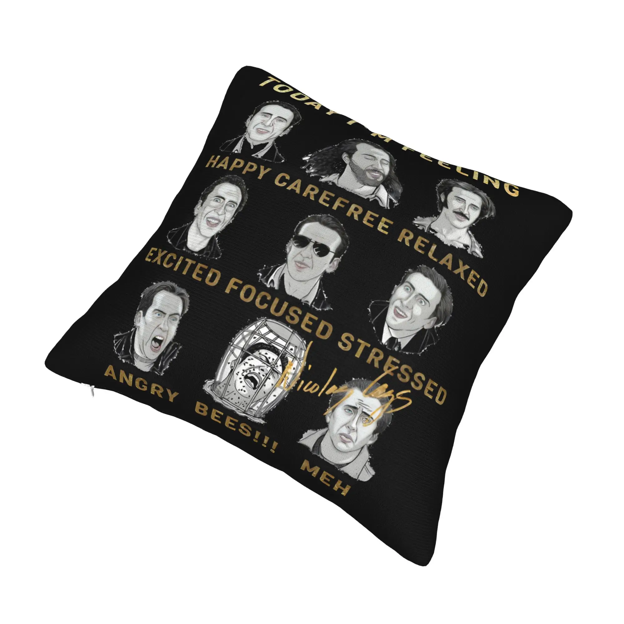 Nordic Nicholas Cage Emotion Cushion Cover Velvet Funny Pillow Case Home Decor