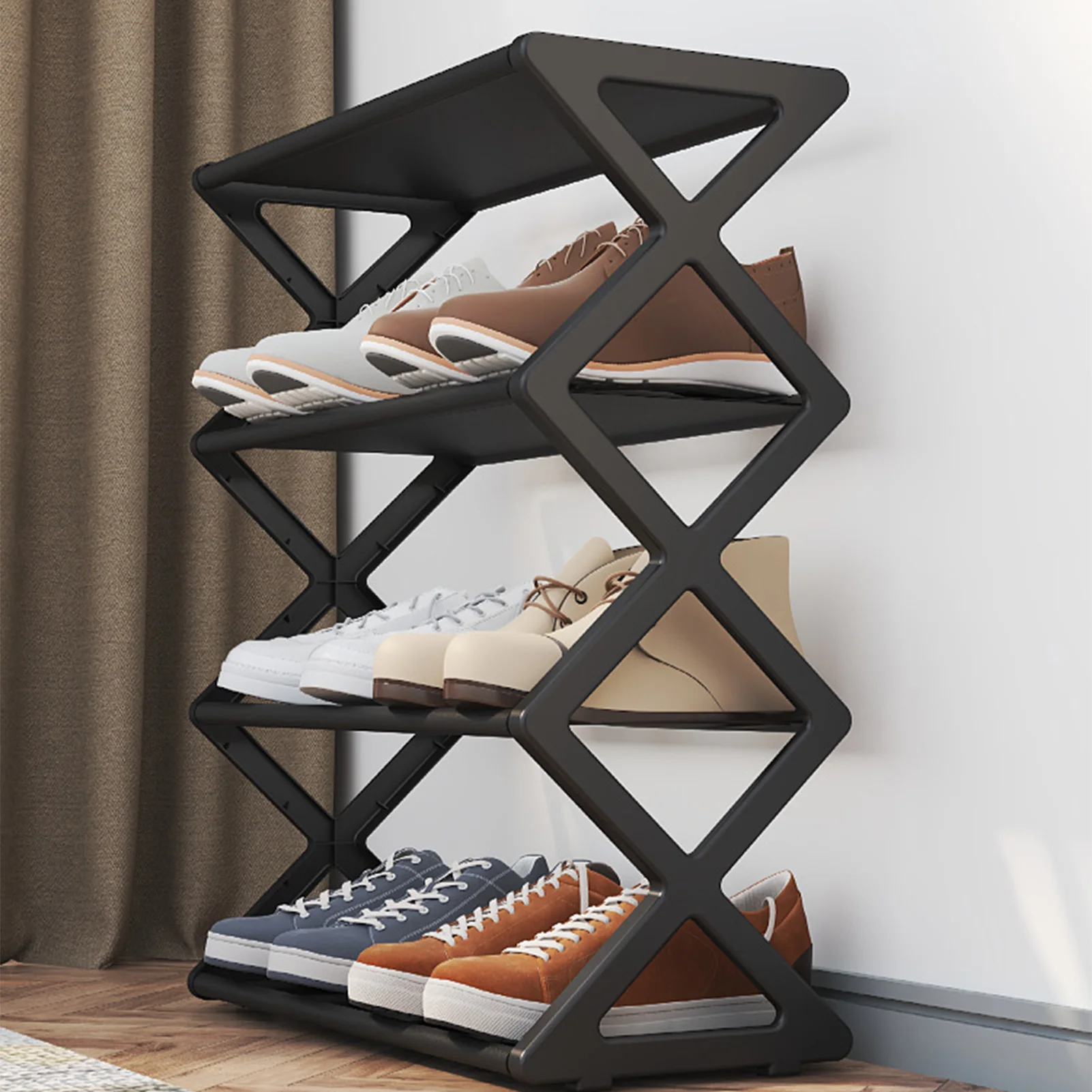 4-Tier Freestanding Shoe Rack Free Standing Shoe Shelf Storage Organizer for Entryway Closet Bedroom