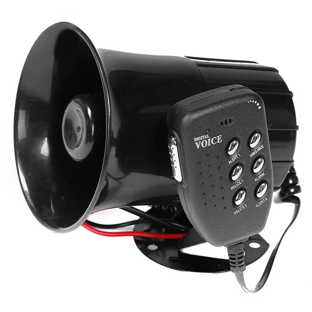 Motorcycle Car Portable Speakers 6-Tones Police Siren Sound High Megaphone Alarm Van Truck Boat 100w 12v Modification Parts Horn