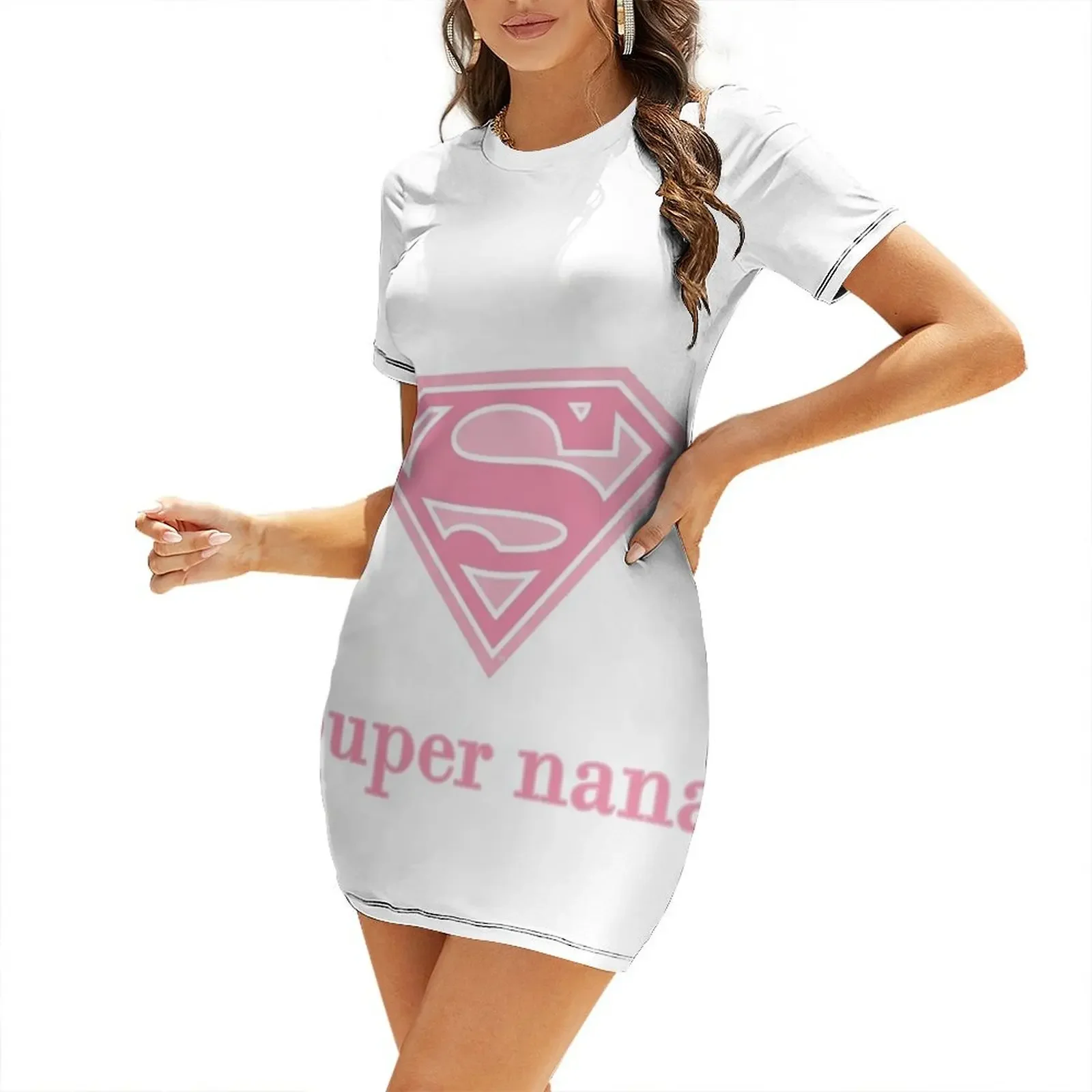 

Super nana Short-Sleeved Dress Dresses gala Women long dress Clothing clothes Dress