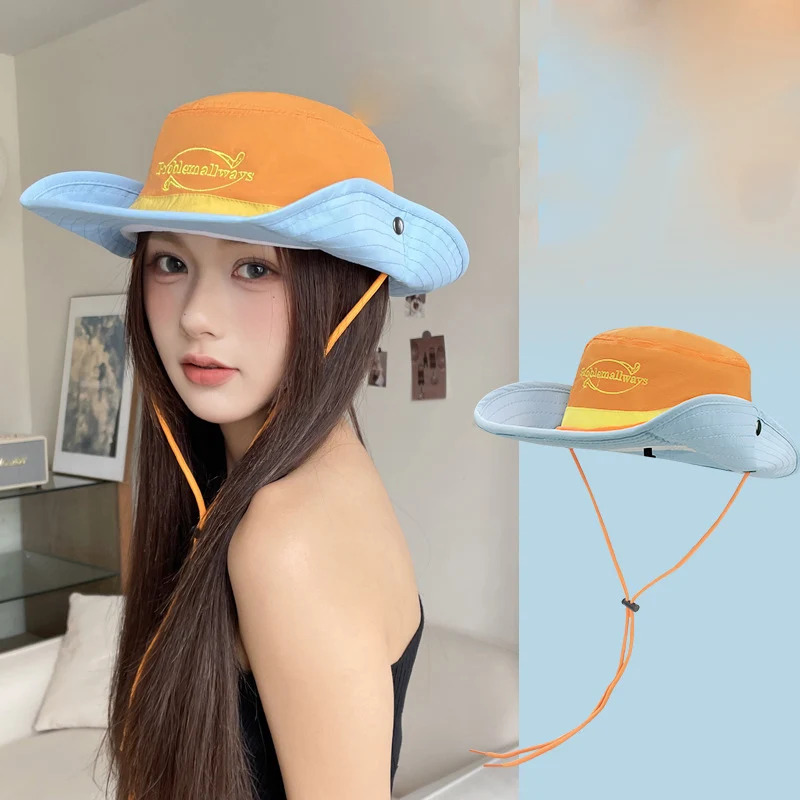 Japanese Retro Color Matching Quick-drying Bucket Hats for Men and Women Summer Outdoor Camping Sun Protection Hiking Caps