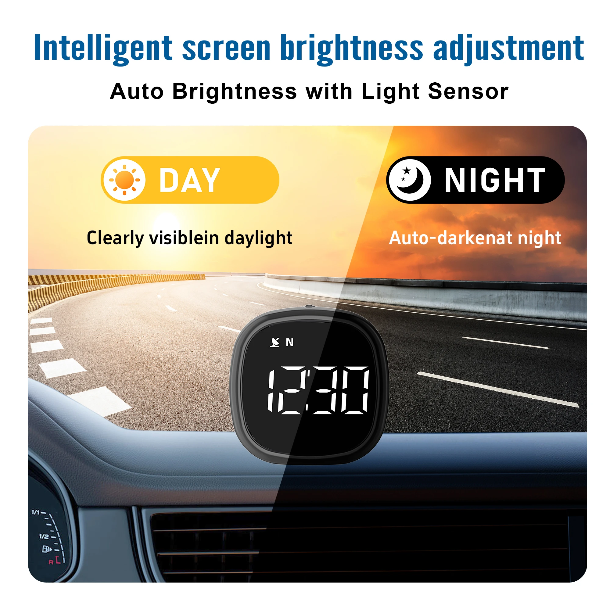 Real-Time GPS Speedometer for Vehicles, KM/H & MPH Display, Compass, Auto Brightness, Overspeed and Fatigue Driving Alerts