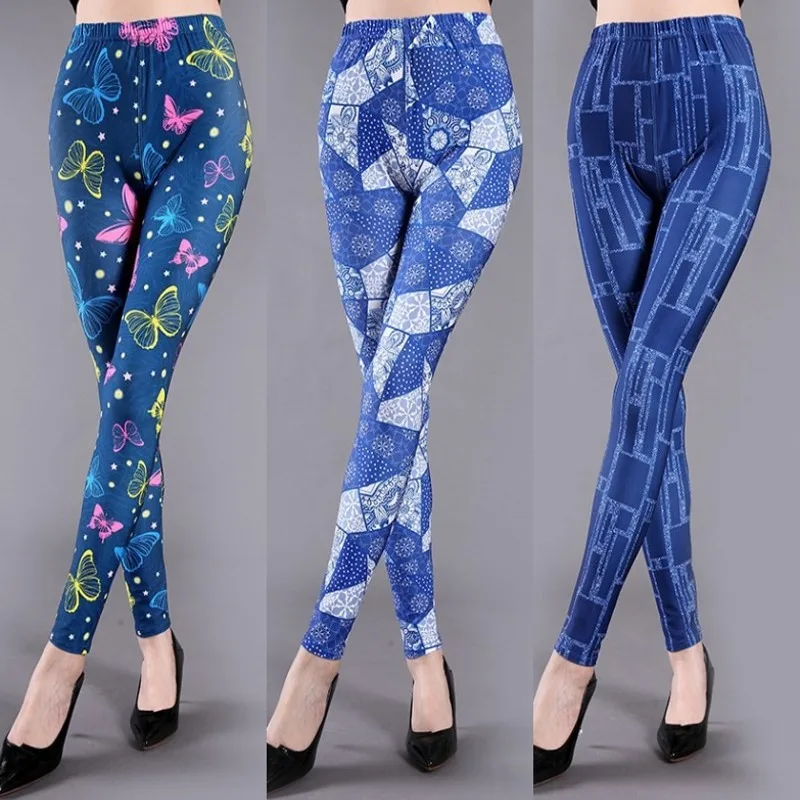 

Fashion Women Leggings Beautiful Leaf Floral Printing High Waist Jeggings Stretch Pant Sexy Hot Sale Clothing Mujer