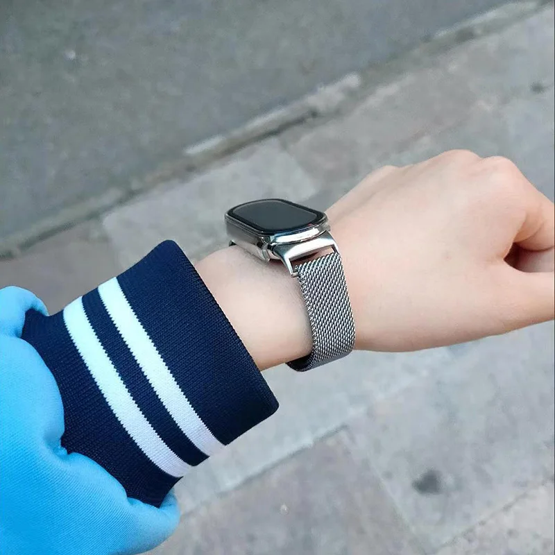 Xiaomi Mi Band 8 용 밀라노 루프 스트랩 스마트 Mi Band 8 팔찌 용 금속 마그네틱 팔찌 Miband9 스테인레스 스틸 시계 밴드