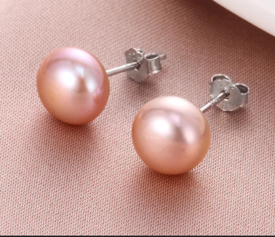 

Pair of 13mm South Sea Genuine Golden Pink Flat Bottom Pearl Stud Earring 1088AAA