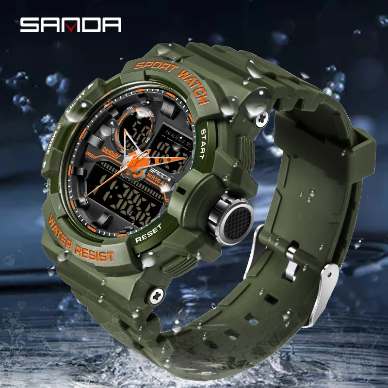 

SANDA 6025 Digital Watch Men Military Army Sport Quartz Wristwatch Top Brand Luxury LED Waterproof Male Quartz Electronic Watch