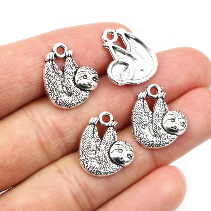 30pcs 17x15mm Antique Silver Plated Sloth Charms Pendant DIY Animal Jewelry Making Accessories Findings For Necklace Bracelet