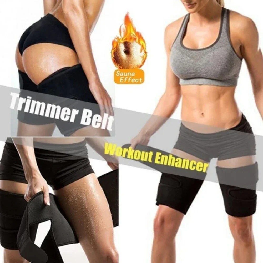 1 PCS Professional Sauna Thigh Trimmers for Women Sweat Thigh Bands Shaper Thigh Trainer Slimmer Wraps Adjustable Two Way Belt