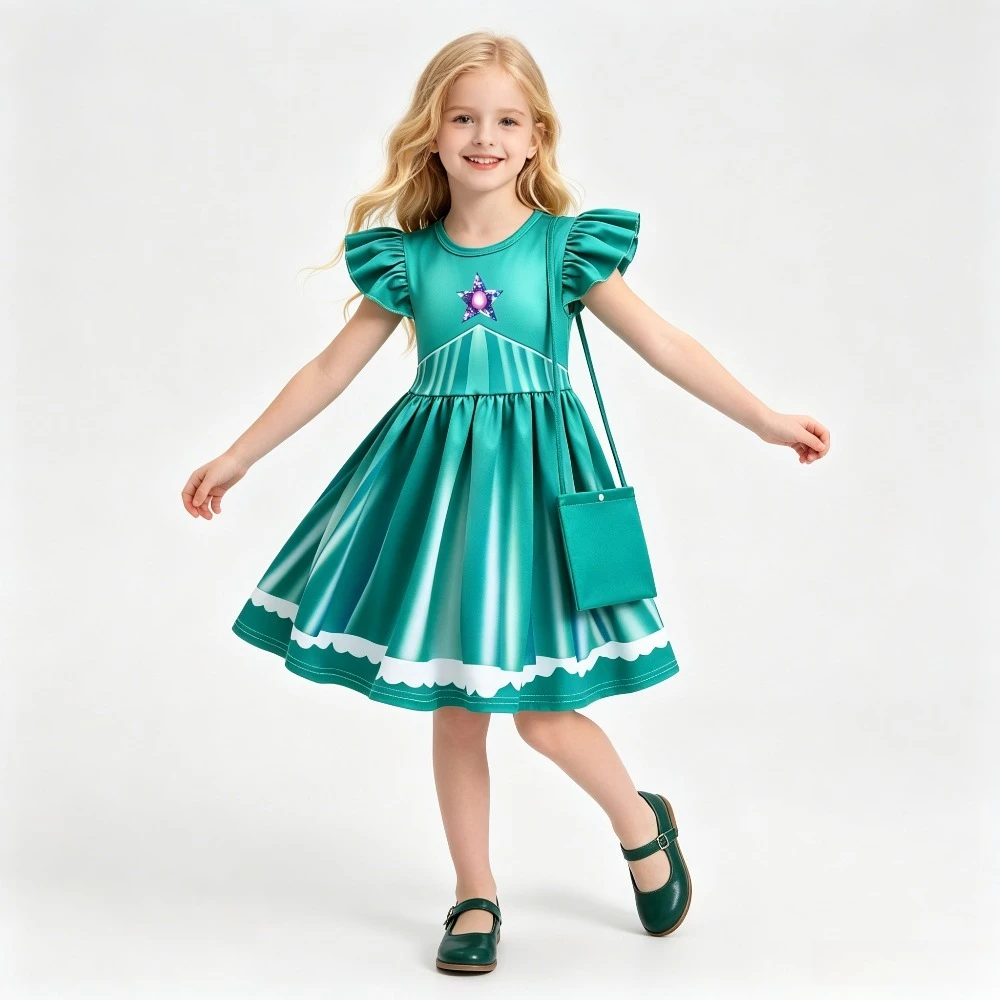 Disfraz de Cosplay de la Princesa Rosalina de Anime Super Girls Galaxy, Vestido Verde Elegante para Niñas, Bolsa, Disfraces para Fiestas de Halloween y Carnaval