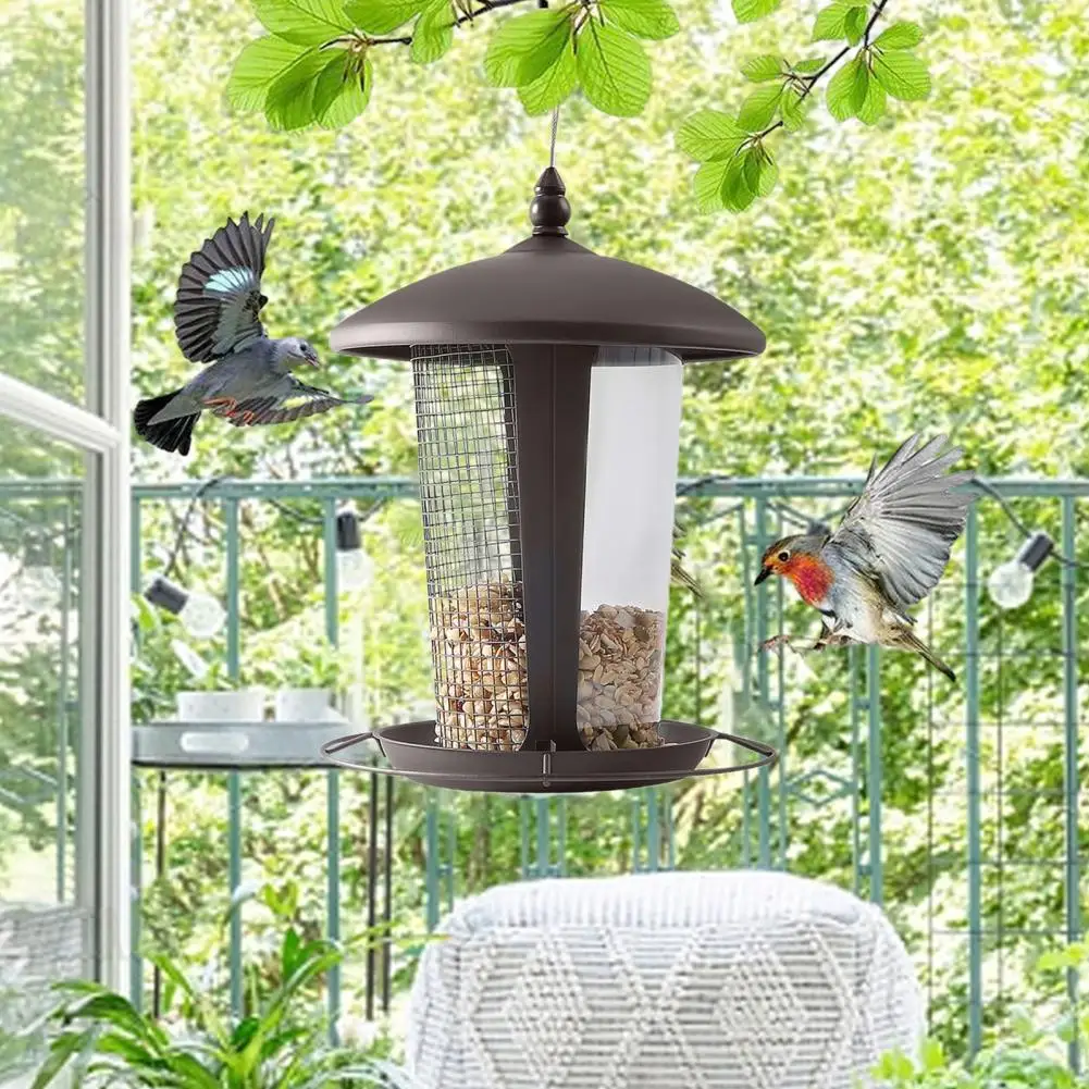 Bird Feeder with High-quality Materials Weather Resistant Metal Bird Feeder 2-in-1 Hanging Design for Outdoor for Uninterrupted