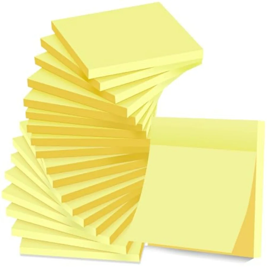 

18 Pack Sticky Notes 3x3 in, Strong Adhesive, Clean Removal, Recyclable, Self-Stick Pads, Easy to Post for Home, Office, Notebo