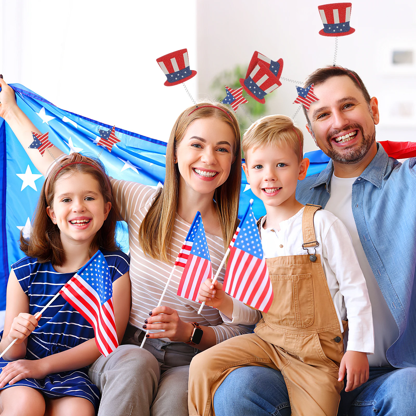 

4Pcs Childrens Flag American Flag Headband Kids Kids Hair Clasps Hair Hoop Festival Birthday Party Accessories Usa