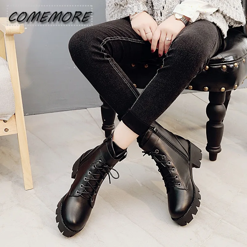 Women Boots Soft PU Leather Outdoor Shoes Motorcycle Street Outdoor Style Girls High Tube Boots Female Fashion Autumn Black Rome