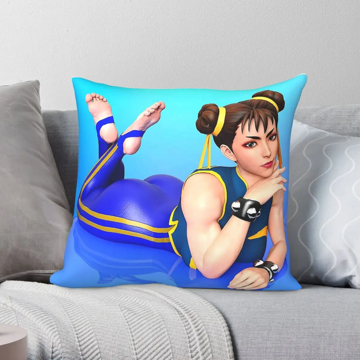 Street Fighter Chun-Li Pillowcase Polyester Linen Velvet Printed Zip Decor Pillow Case Sofa Cushion Cover 45x45