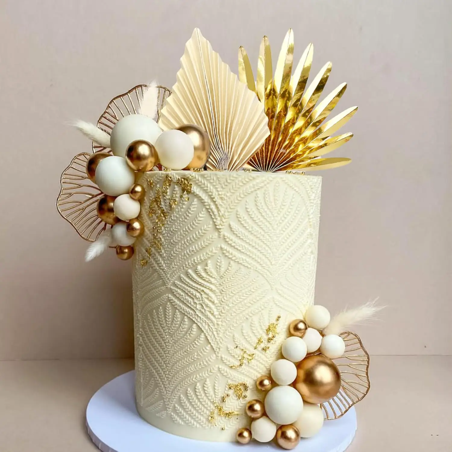 Palm Leaves Cake Decorations Balls Cake Toppers for Birthday Wedding Anniversary Baby Shower Party Supplies