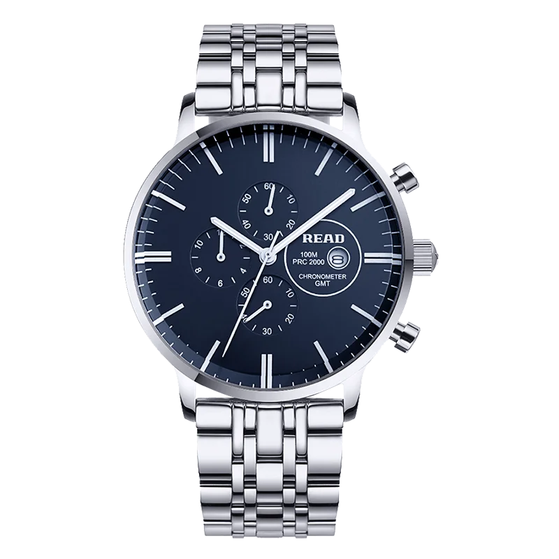 READ Men Quartz Watch | Stainless Steel Case & Band | Hard Glass | Chronograph Calendar | 100M Daily Water Resistant