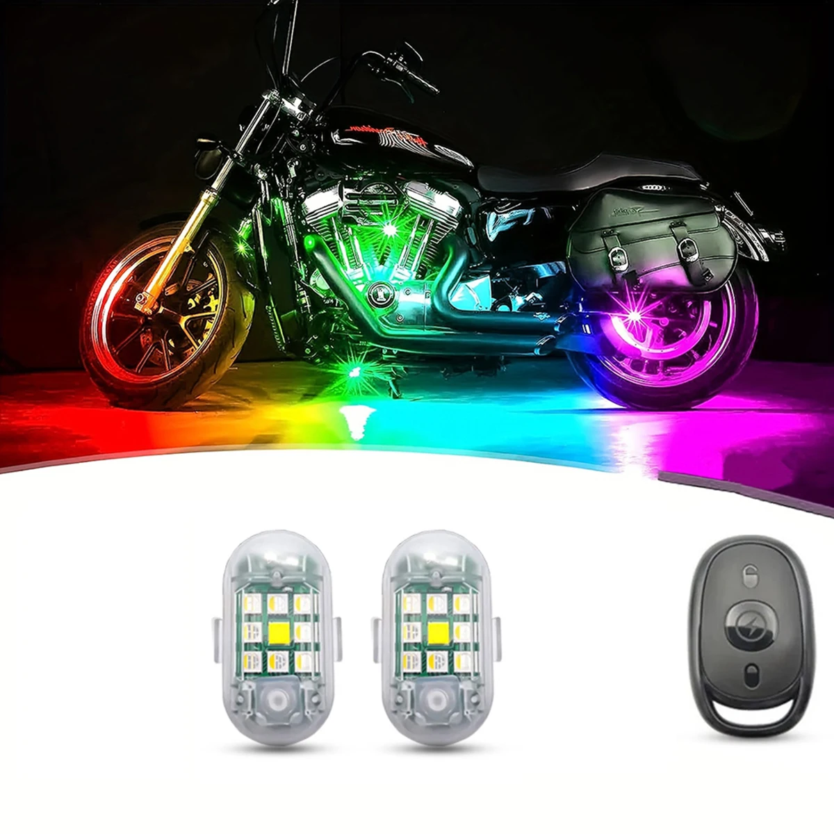 2PCS Wireless LED Drone Strobe Light for Motorcycle Car Bike Remote Control Anti-collision Warning Light Signal Light