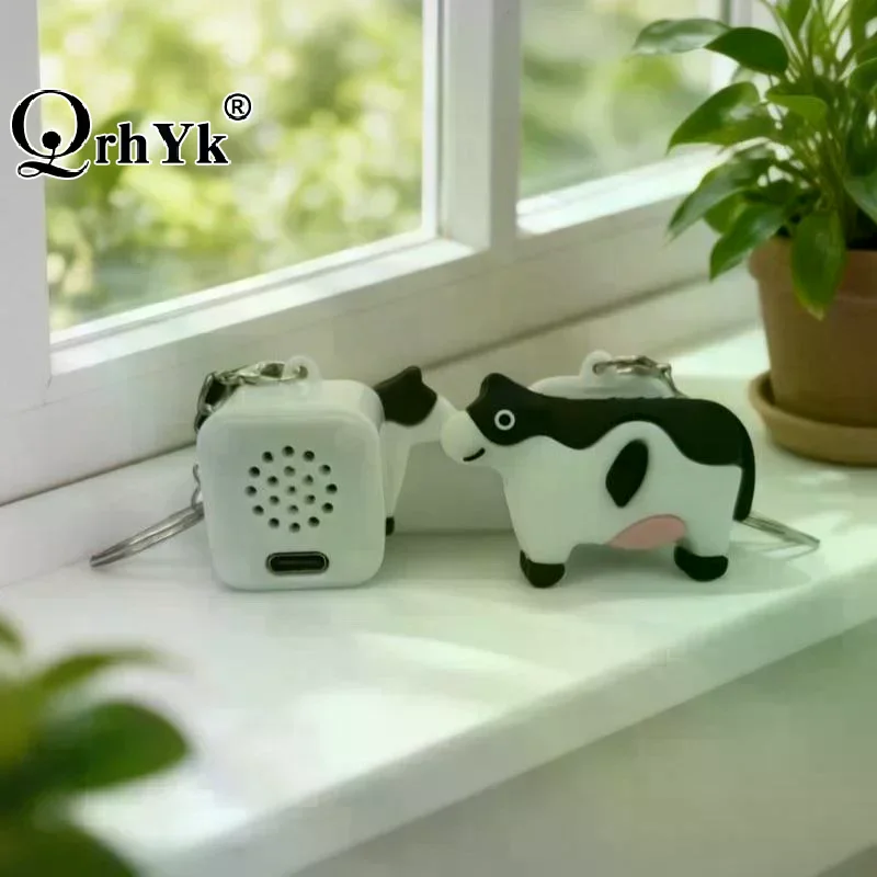 Little Cow Button Fidget Toy Keychain Funny Sound Lights Press Stress Relief Toys Clicker Relieves Bag Pendant Gift