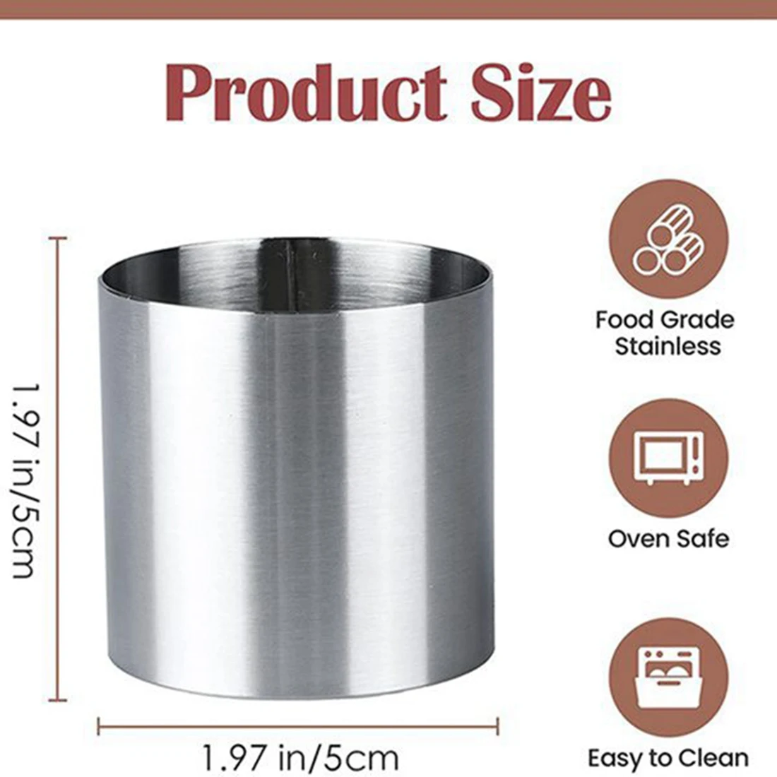 10 Pieces Stainless Steel Mousse Rings Round Biscuit Cutter Cake Mold Kitchen Baking Pastry Tool for Tart,Fondant,Etc