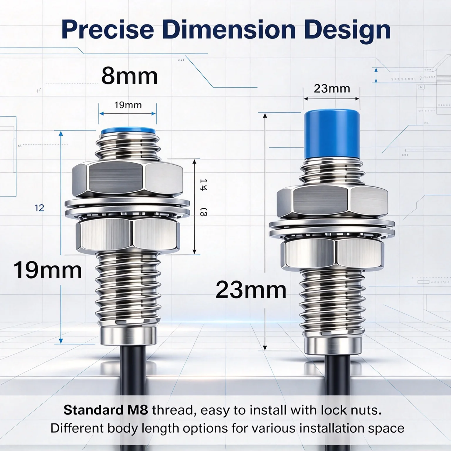 BERLIN M8 Inductive Proximity Switch Sensor Series Sensing Distance 1mm 2mm 4mm 8mmHigh Quality Non-Flush Flush 6-36V NPN PNP