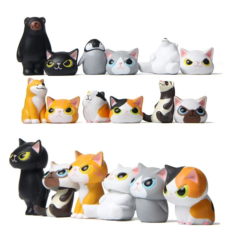 

6pcs Mini Cat Figurines Disguise Head Cover Cats Collection Landscape Decoration Ornament Crafts DIY Garden Decoration Gift