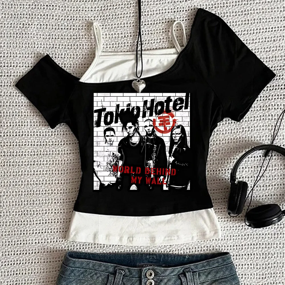 Tokio Hotel crop top teen korean fashion graphic cheap kawaii streetwear shirt y2k cutecore goth dollette japanese