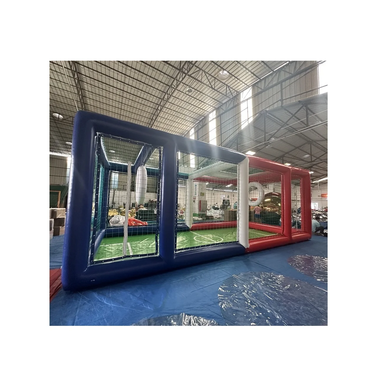 Tarpaulin Inflatable Soccer Frame Court Fence Airtight Inflatable Drone Football Field For Competition