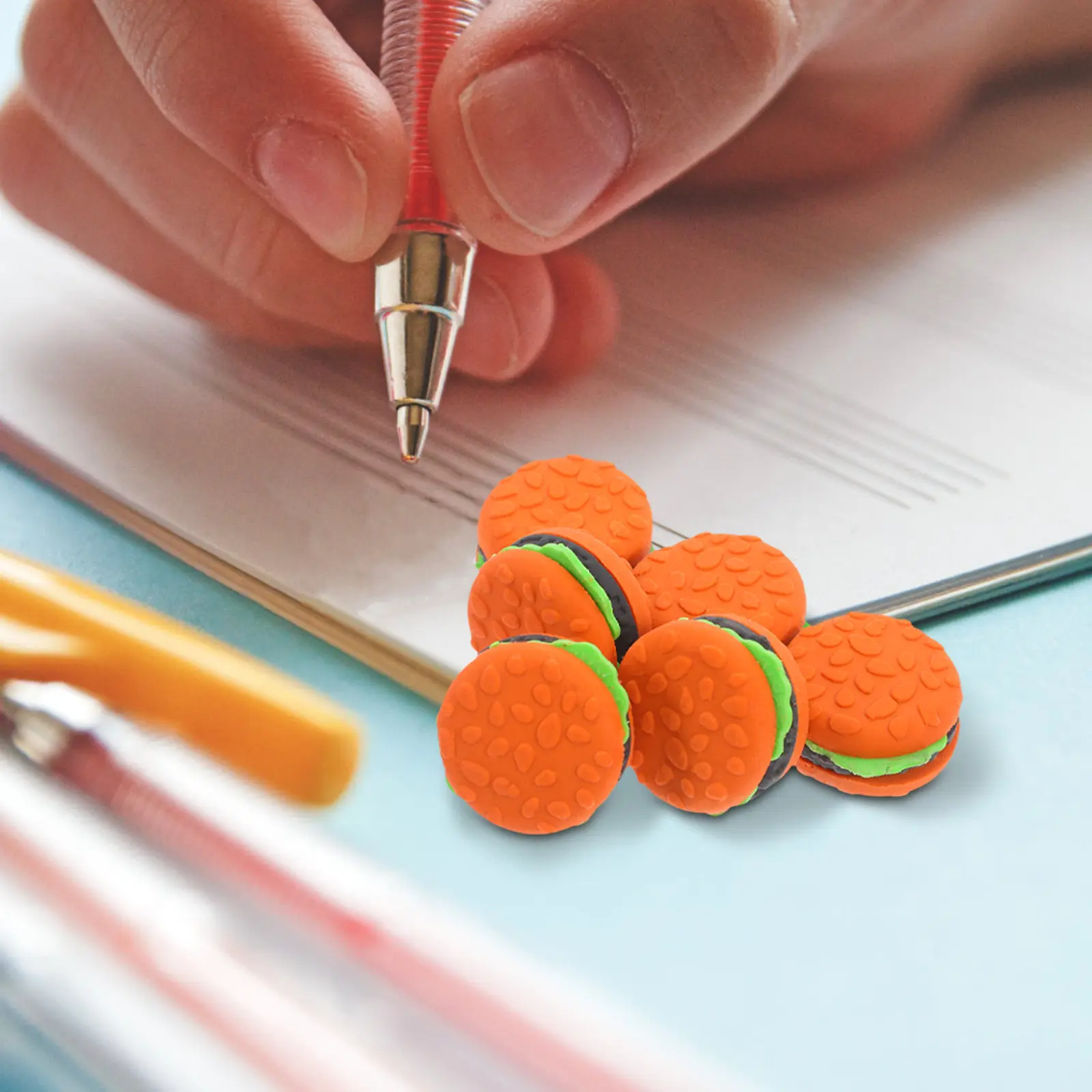 30Pcs Hamburger Erasers Mini Cartoon Cute School Supplies Classroom Rewards Kids Fun Novelty Erasers Party Eraser