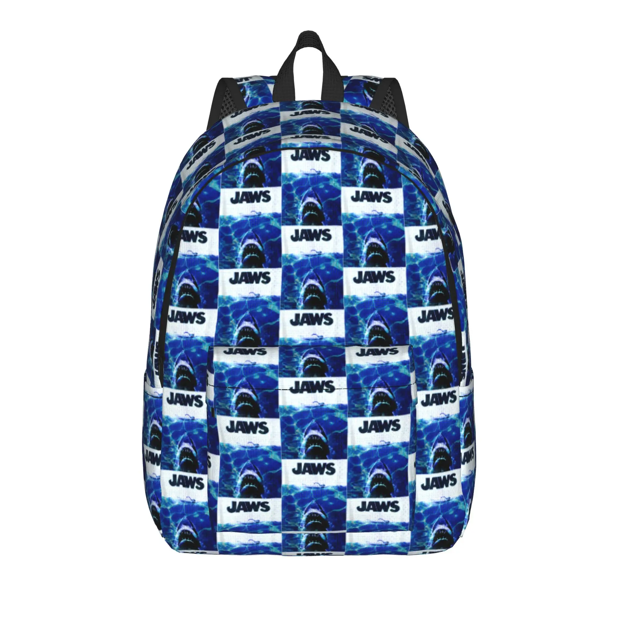 Jaws 50th Anniversary Poster Blue Backpack  Camping Backpacks Boy Colorful Breathable School Bags Funny Rucksack