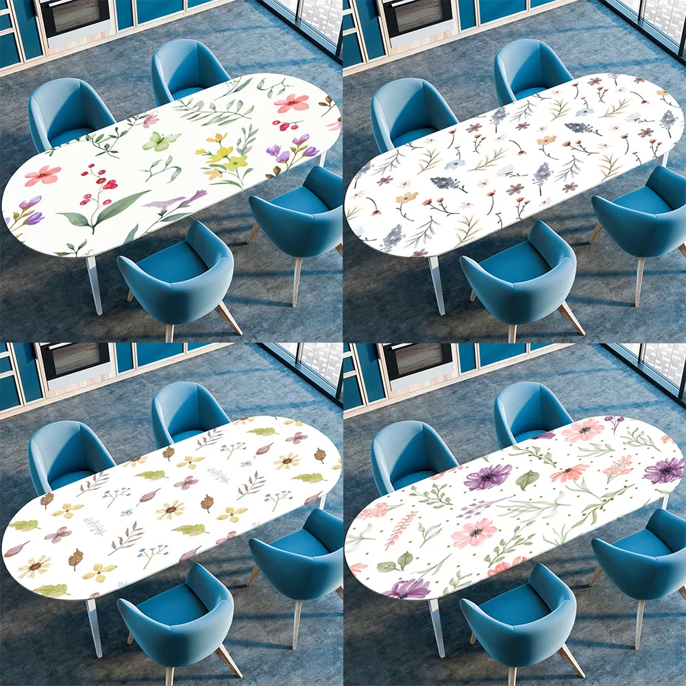 

Waterproof Tablecloth Oil-Resistant Elastic Stretch Oval Fitted Table Cover for Kitchen Dining Wedding Party Outdoor Courtyard