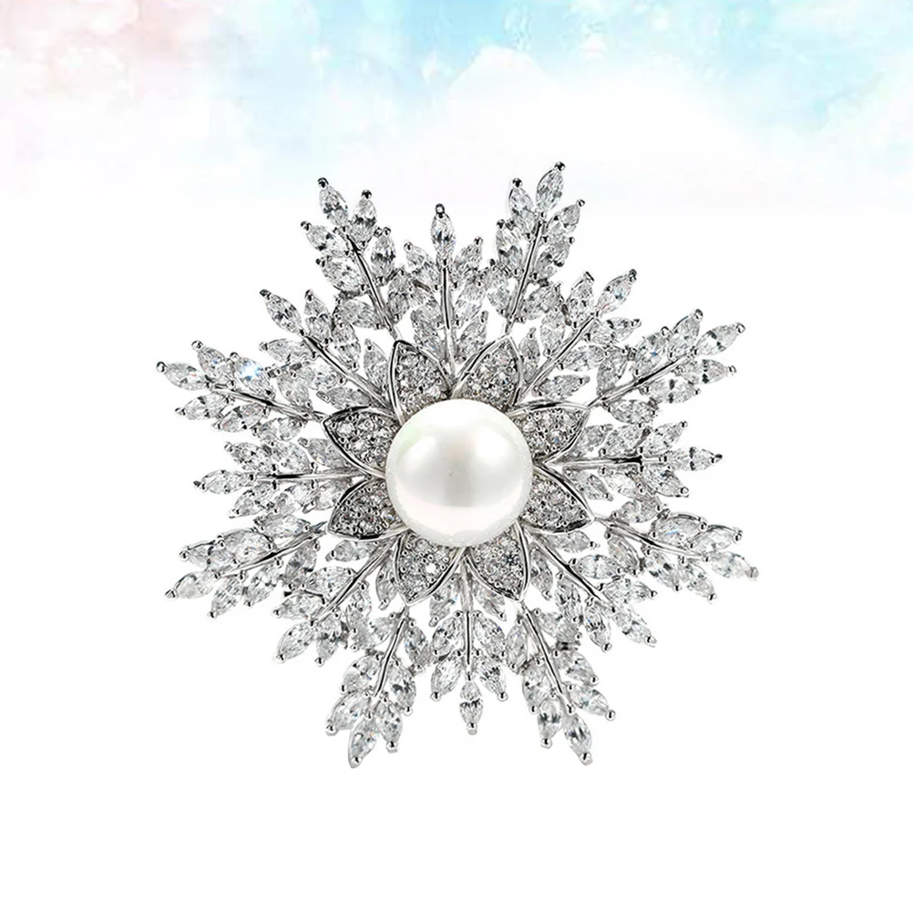 

Snowflake Brooch Women Jewelry Lapel Pins Rhinestone Decor Copper Zircon Accessories Wedding Dress Bag Clothing
