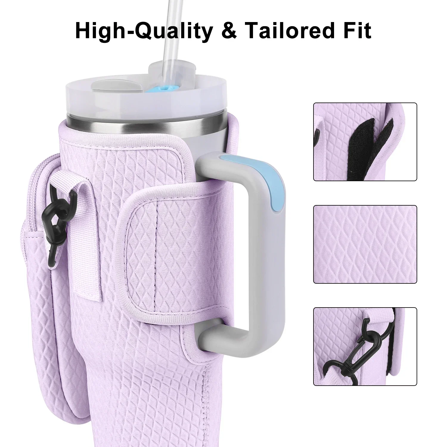 Water Bottle Bag with Handle Compatible with For Stanley 30/40 Oz Insulated Mug Cup Holder Portable Water Bottle Bag