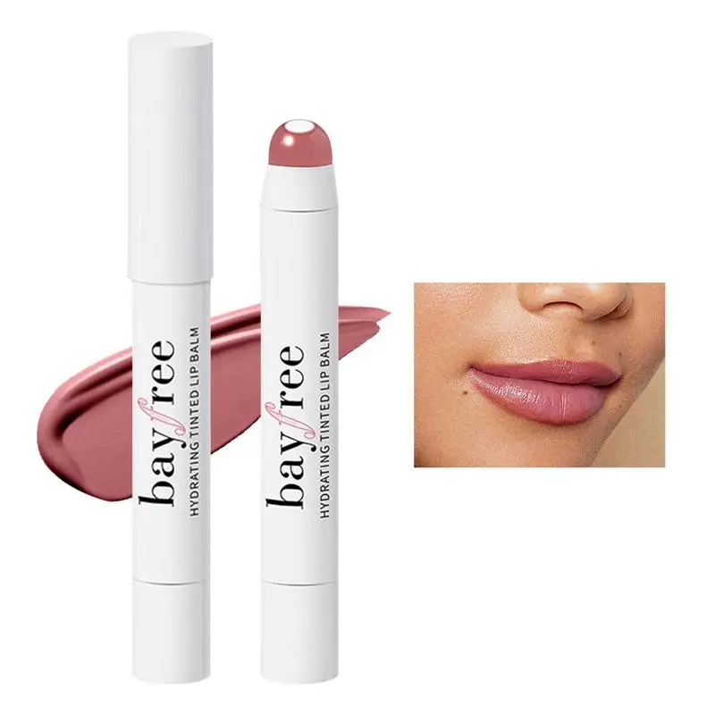 Bálsamo labial colorido para mulheres, 2 em 1, impermeável, nutritivo, à prova de suor, caneta batom duradoura de 8 horas, hidratante, 2,5g