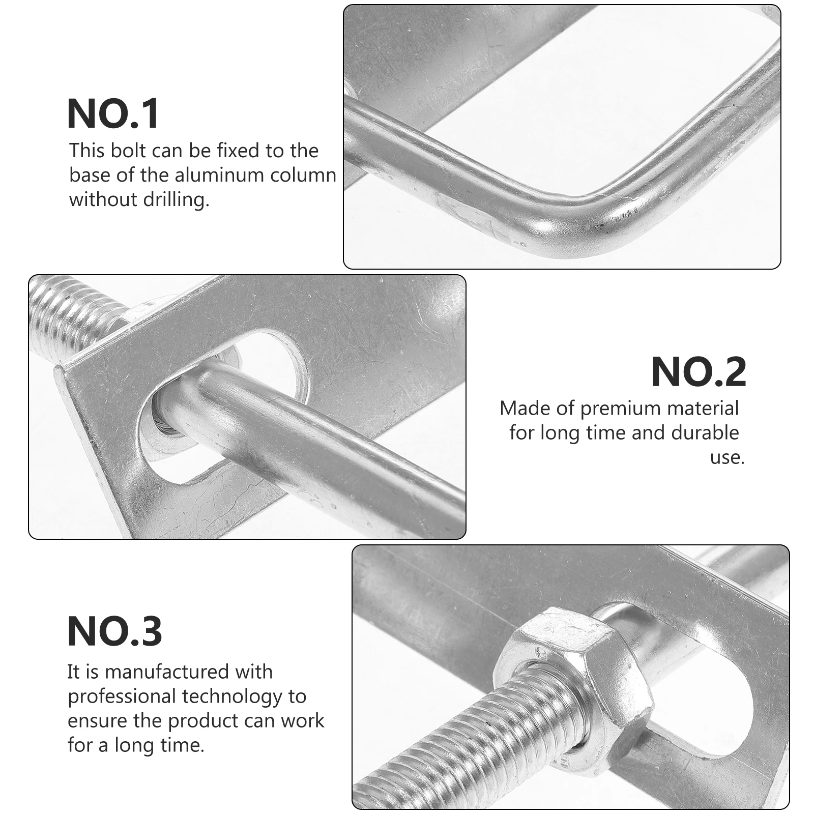 

Square U Bolt Galvanized Steel Heavy Duty U Shape Bolt Thickened Frame for Boat Trailer Pipe Hardware Fastener