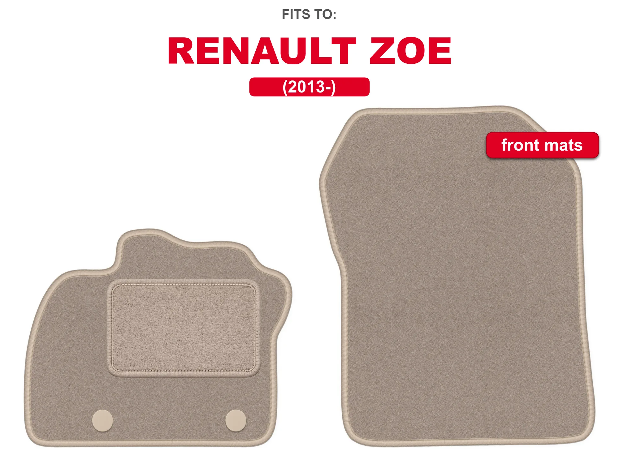 Velour vloermatten voor: Renault Zoe 2013- hatchback beige set auto vloermatten voor de voorkant van de auto