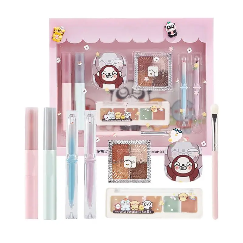 Kit de maquillage complet multi-usages pour femme, gilet à lèvres, plateau de fard à barrage, correcteur de rouge à lèvres, coussin solide, beauté, nouvel an